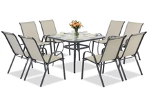Modena hellgraues Metall-Gartenmöbelset für 8 Personen mit Garden Point quadratischem Tisch