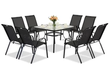 Modena schwarzes Metall-Gartenmöbelset für 8 Personen mit Garden Point quadratischem Tisch