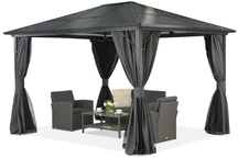 Moderner Gartenpavillon Santiago 3x3.6m mit Moskitonetz Garden Point anthrazit