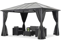 Moderner Gartenpavillon Santiago 4x3m mit Moskitonetz Garden Point anthrazit