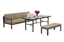 Porto Apetito Comfort 3 Gartenmöbel-Set mit Bank braun Garden Point