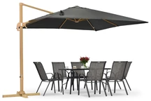 Siena 3x3m holzähnlicher Gartenschirm mit anthrazitfarbenem Bezug Garden Point