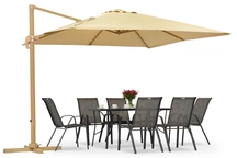Siena 3x3m holzähnlicher Gartenschirm mit beigem Bezug Garden Point