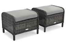 Technorattan Poufs für Malaga anthrazit Garden Point Set - 2 Stück