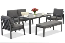 Zakintos Apetito 4 Aluminium Set mit Bank anthrazit Garden Point