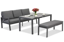 Zakintos Apetito Comfort 3 Aluminium Set mit Bank anthrazit Garden Point