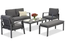 Zakintos Coffee 4 Aluminium Set mit Bank anthrazit Garden Point