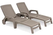 Set aus zwei Bahama Bica Cappuccino Technorattan-Liegen