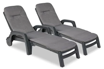 Set aus zwei Technorattan-Liegestühlen mit Kissen Bahama Bica anthrazit