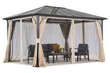 Moderner Gartenpavillon Santiago Premium 3x3.6m Garden Point beige