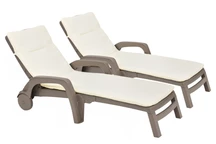Set aus zwei Technorattan-Sonnenliegen mit Kissen Bahama Bica cappuccino