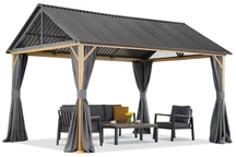 Teramo Metall-Gartenpavillon mit 4x3 Gardinen Garden Point