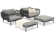 Garden Point anthrazit Perez Sessel und Pouffe Set