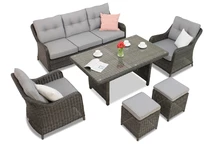 Gartenmöbel Toledo Apetito 5 Anthrazit mit Garden Point Poufs