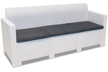 Großes 3-Sitzer Gartensofa aus Technorattan Nebraska weiß Bica
