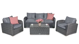 Luxuriöses Polyrattan-Set in Malaga-Anthrazit