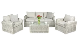 Luxuriöses Polyrattan-Set in Malaga Hellgrau