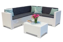 Technorattan-Ecksofa Colorado Corner 5 weiß Bica